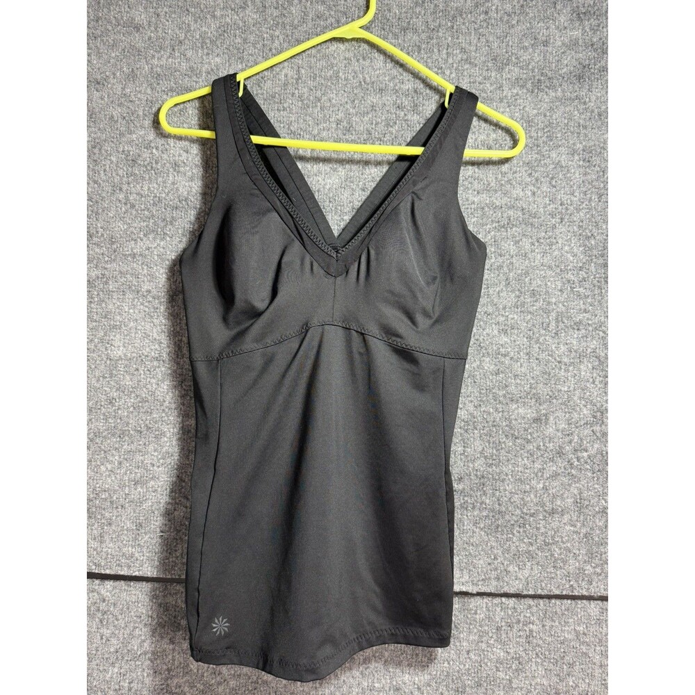 Athleta Mesh Inset Support Tank – Black – Size Medium – Sheer Back